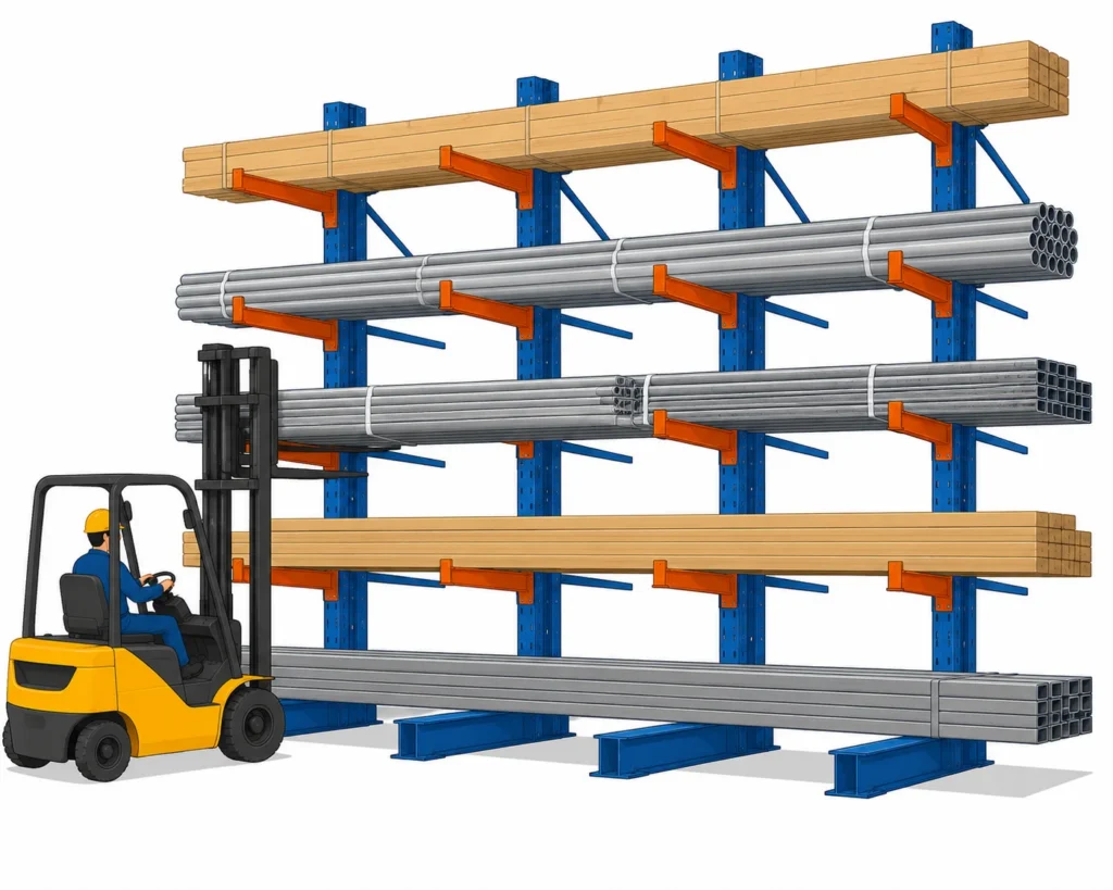 Cantilever racking illustration