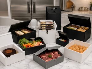 Cover photo of a food-grade food packaging box made from hygienic and waterproof ALVAboard polypropylene