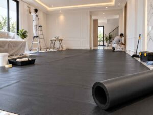 showing how much house renovation costs and the highest-quality ALVAboard floor protector.
