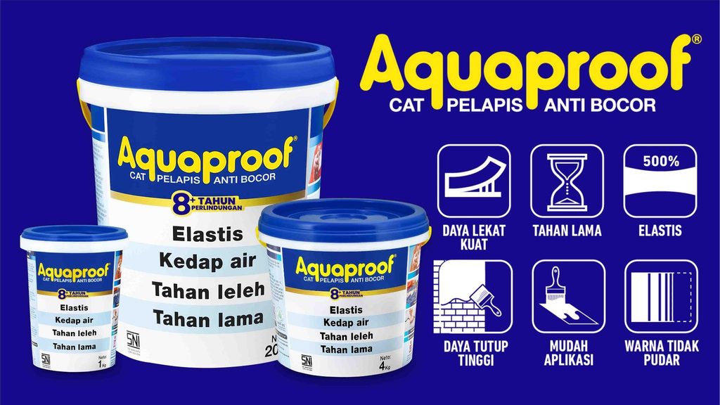 Cat pelapis anti bocor Aquaproof dengan perlindungan 8 tahun