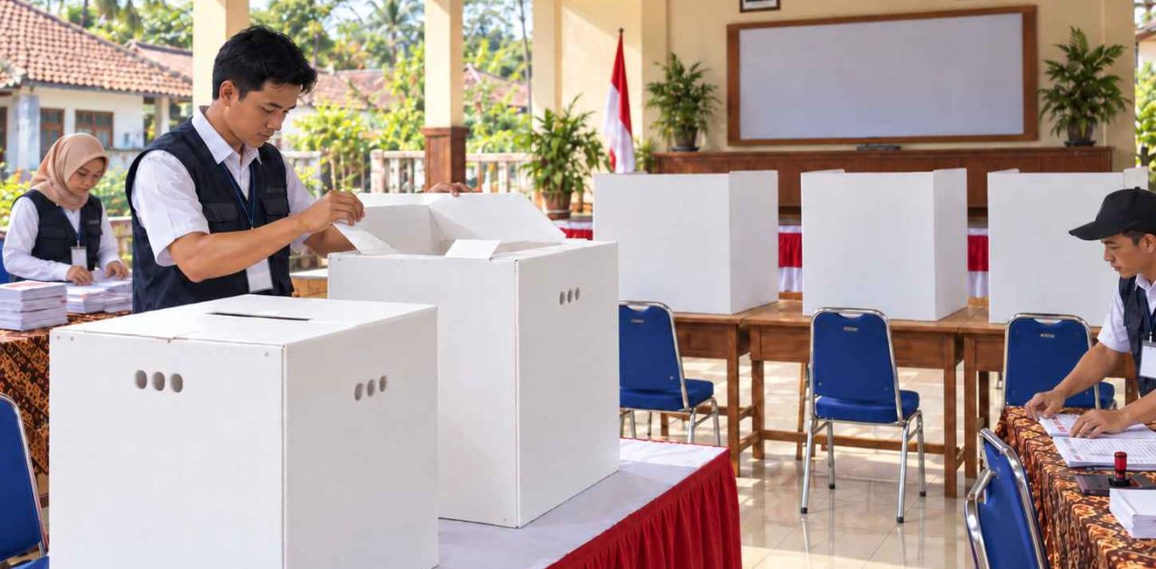 ALVAboard ballot boxes and voting booths for village head elections made from PP Corrugated Sheet.