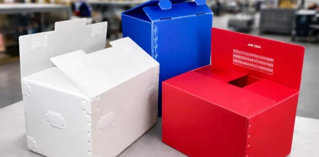 Industrial packaging boxes made from PP corrugated sheet by ALVAboard